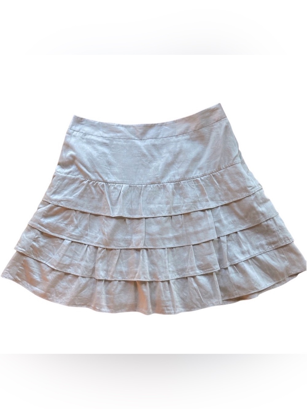 Ann Taylor Loft Outlet Mini Skirt Tiered Ruffle Cot Shirting Fully Lined
